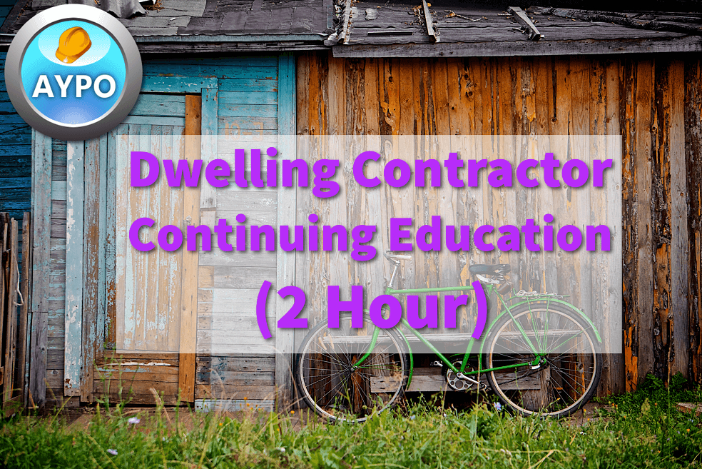 2 Hour CE Class for WI Dwelling Contractor License Renewal
